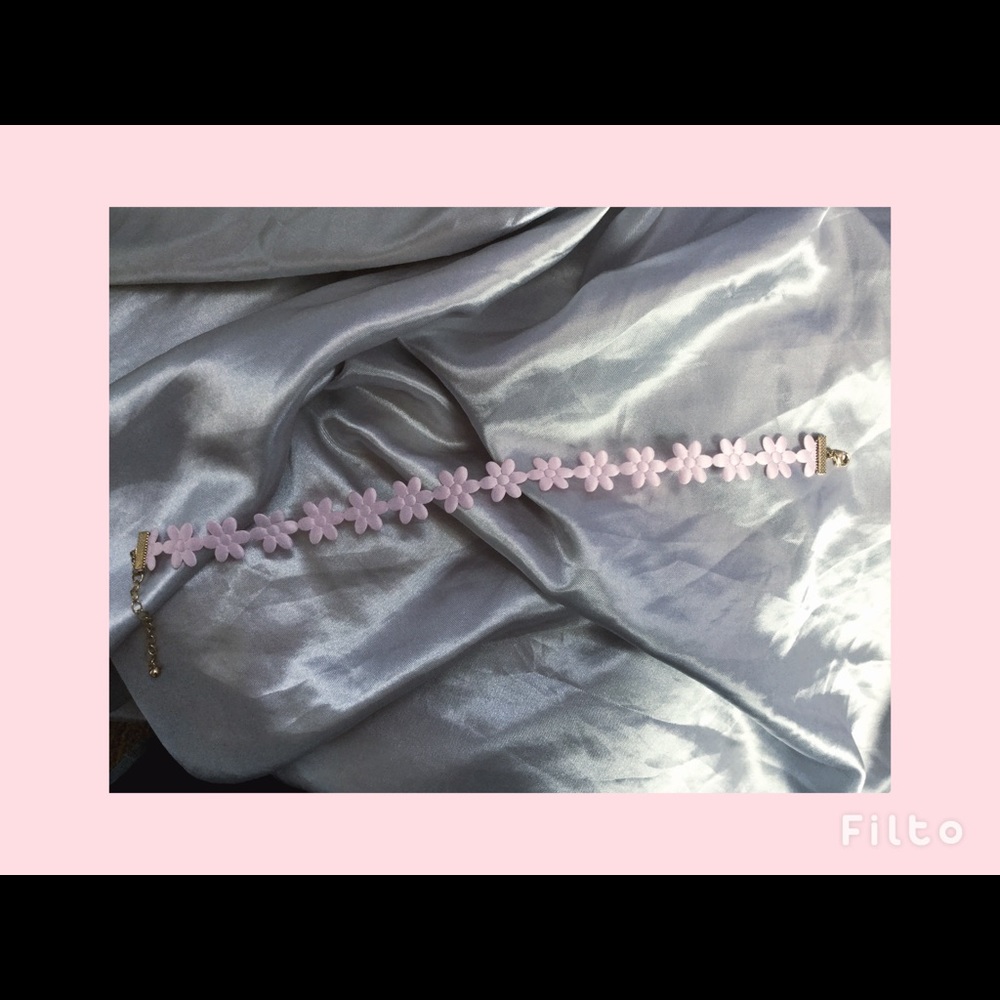 pink floral chocker